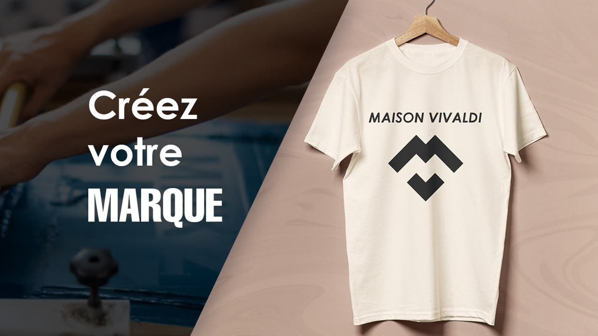 T-shirt au logo Maison Vivaldi, dans l’atelier de personnalisation textile de Paris 12